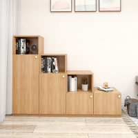 北欧书柜带客厅卧室格子闪电客书柜储物柜木柜落地靠墙家用小矮柜子置物架