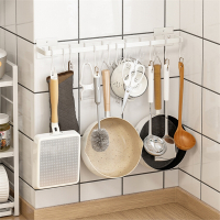 闪电客免打孔挂钩壁挂式厨房挂杆锅具锅铲置物架刀架刀具筷子收纳