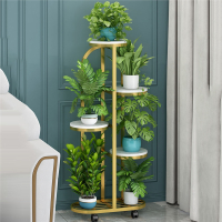 闪电客花架子客厅落地式置物架阳台布置简约现代花盆架铁艺植物摆放层架