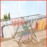 闪电客不锈钢晾衣架落地折叠卧室内家用婴儿凉衣服架子阳台晒被子杆