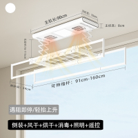 闪电客 薄电动晾衣架小尺寸智能家用阳台遥控升降小户型侧装全自动1米_900小主机-白-横杆烘干遥控-无_中