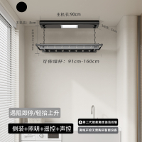 闪电客 薄电动晾衣架小尺寸智能家用阳台遥控升降小户型侧装全自动1米_900小主机-黑-照明横杆声控-无_中