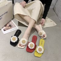 小雏菊拖鞋女夏外穿2021新款时尚一字拖女士平底凉拖网红居家拖鞋