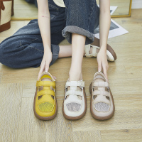 2022夏季新款ins网面透气小白鞋女韩版女士低帮鞋魔术贴学生镂空休闲鞋