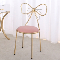 闪电客卧室网红化妆凳子现代简约背靠椅蝴蝶结梳妆凳少女心公主化妆椅子