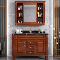 美式浴室柜阿斯卡利北美红橡卫浴柜组合落地简欧洗手台盆柜洗漱洗脸台