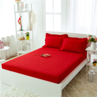 夹棉加厚结婚庆大红色防滑床笠藤印象单件床罩套床包床垫套1.5m1.8米2m