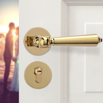 现代门锁阿斯卡利金色轻奢室内卧室房门锁分体木门锁把手家用磁吸门锁