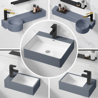 小户型灰色陶瓷超小号洗脸盆卫生间阳台面盆迷你洗手盆单盆挂墙式