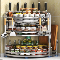 阿斯卡利厨房三角调料置物架多功能不锈钢转角盐调味罐收纳盒墙角调味品架