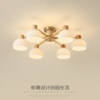 客厅灯北欧日式 卧室灯led原木灯具现代简约创意温馨木艺吊灯
