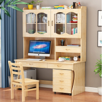 藤印象木书桌书架组合家用带书柜一体简约经济型电脑桌书台学生写字桌