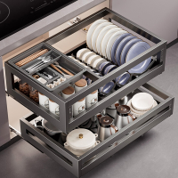 卡贝(cobbe)拉篮厨房橱柜不锈钢双层抽屉式碗架碗碟篮碗柜厨柜碗篮