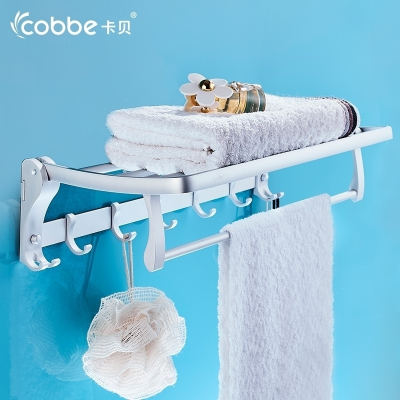 卡贝(cobbe)毛巾架免打孔卫生间卫浴五金挂件浴室置物架太空铝双层浴巾架