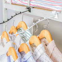 宿舍挂衣服置物架上铺床头挂钩收纳住校床上衣架空间大师 白色7珠可调节款[三个装] 1层