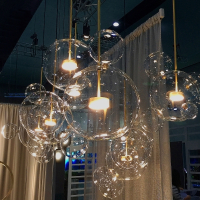 北欧创意个性肥皂泡泡灯米奇餐厅玻璃球吊灯具分子吧台后现代简约