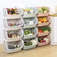 大号4层厨房置物架用品放蔬菜收纳筐落地多层菜架塑料果蔬菜篮