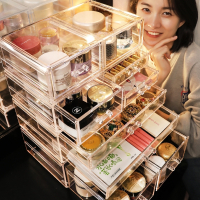 网红同款抽屉式化妆品收纳盒大号护肤桌面梳妆台塑料口红置物架