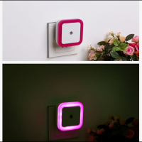 创意光控感应小夜灯床头灯节能插电卧室喂奶起夜灯厕所 白色+送白色