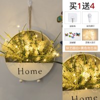 客厅卧室墙面房间装饰墙壁墙上创意挂饰挂件墙饰壁挂ins铁艺壁饰 铁艺圆白+黄色勿忘我(送灯)