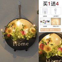 客厅卧室墙面房间装饰墙壁墙上创意挂饰挂件墙饰壁挂ins铁艺壁饰 铁艺圆黑+黄色小丁花(送灯)