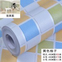 自粘墙纸壁纸厨房浴室灶台面卫生间装饰墙贴防水防油瓷砖橱柜贴纸 5220黄色格子 小