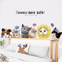 墙纸自粘卧室温馨墙面装饰宿舍贴纸墙贴画房间布置床头背景墙壁纸 萌猫俱乐部(主图款) 特大