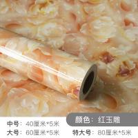 加厚仿大理石纹防水厨房防油贴纸橱柜餐桌面贴膜台面灶台墙纸自粘 加厚[红玉雕]5米长 中