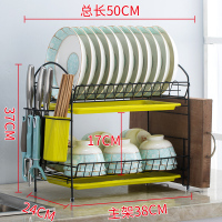 厨房置物架沥水碗架碗柜晾放沥碗架碗碟收纳架家用餐具碗筷收纳盒 升级双层绿盘黑色款