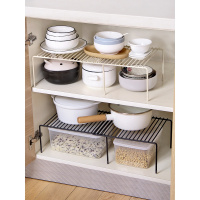 厨房铁艺置物架 可伸缩碗碟架厨具 免打孔收纳架调味品架子沥水架