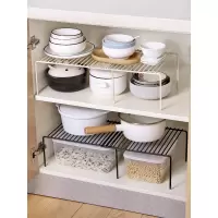 厨房铁艺置物架 可伸缩碗碟架厨具 免打孔收纳架调味品架子沥水架
