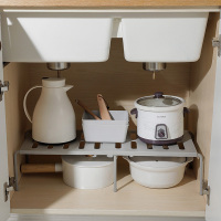 可伸缩塑料厨房置物架橱柜碗碟架 厨具沥水收纳架家用调味品架子