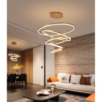 客厅吊灯简约现代圆环别墅复式楼大吊灯大气家用北欧轻奢餐厅灯具