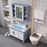 浴室柜组合新中式洗手洗脸盆柜小户型碳纤维洗漱台卫生间卫浴套装