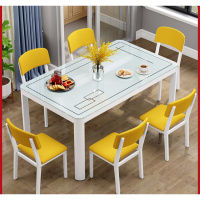 餐桌椅组合小户型家用餐桌4人6人长方形现代简约吃饭桌子玻璃餐桌