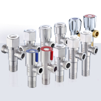 304不锈钢三角阀加厚冷热止水阀热水器加长4分通用一进二出