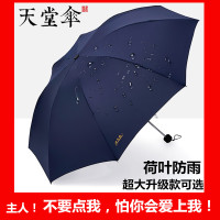 天堂伞大号超大雨伞男女三人双人晴雨两用学生折叠黑胶防晒遮阳伞 旅行者-深蓝黑胶(8骨中大)