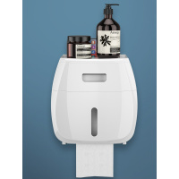 卫生纸盒卫生间纸巾厕纸免打孔置物架厕所家用创意防水抽纸卷纸筒 大号双层旗舰款[超大容量分格置物]晴空蓝