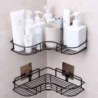 [免打孔]浴室卫生间厨房置物架三角架厕所洗手间三角收纳架 白色 大号长方形两个(双钩免打孔)
