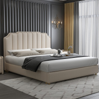 免洗科技布艺床美式轻奢双人床简约现代卧室家具北欧软包大床