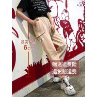 工装裤女宽松bf法式直筒束脚显瘦高腰小脚九分小个子150休闲裤潮