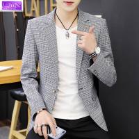 2019春季新款西装男韩版修身帅气小伙小西服潮流男士格子单西外套