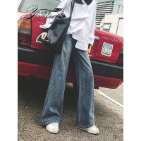 垂感阔腿牛仔裤女春装2019新款宽松拖地复古高腰女装直筒长裤子