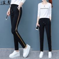 运动裤女宽松女裤春夏季薄款2019新款裤子直筒哈伦裤黑色休闲长裤