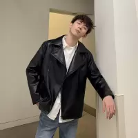 皮衣男机车服春季新款港风潮牌韩版宽松皮夹克ins潮流PU皮外套男