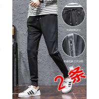 春夏季运动裤男九分韩版潮流男生长裤子束脚小脚修身休闲卫裤薄款