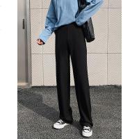 冰丝针织坠感阔腿裤女夏春秋高腰宽松学生垂感休闲直筒裤拖地长裤