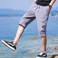 2条69]短裤男套装韩版潮流七分裤男裤子休闲沙滩裤工装裤男宽松