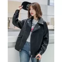 小皮衣外套女春装2019款女韩版学生大码宽松百搭大翻领pu皮夹克潮