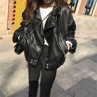 春装韩版chic百搭机车皮衣大码宽松显瘦BF风外套PU皮夹克女装学生